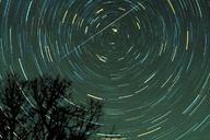 Star trails and a Geminids meteor over Georgia in 1985.